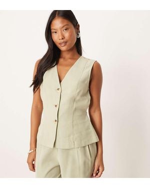 Vila Tie Waist Tailored Waistcoat Co-Ord - Green