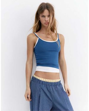 Pull&Bear Double-Layer Strappy Top - Blue