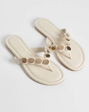 New Look Sandalias De Dedo Blancas Con Detalle Festoneado De -Blanco - Neutro