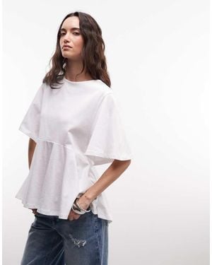 ASOS Oversized T-shirt With exaggerated Sleeve And Peplum Hem - White