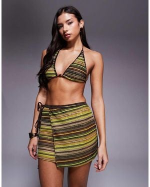 ASOS Kenny Crochet Beach Mini Wrap Skirt - Green
