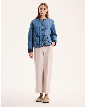 OMNES Quilted Button Placket Coat - Blue