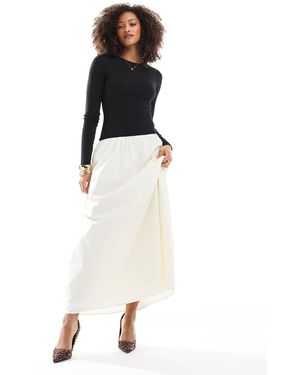 4th & Reckless Long Sleeve Dropped Waist Maxi Dress - White