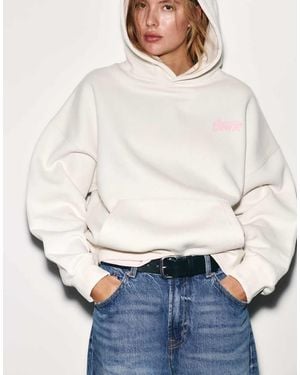 Pull&Bear Oversized Graphic Hoodie - White