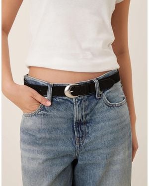 Accessorize Silver Buckle Suede Belt - Blue