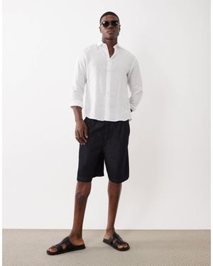 ASOS Pull On Mid Length Linen Look Denim Jorts - White