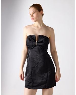 Glamorous Strapless Bow Mini-Dress - Black