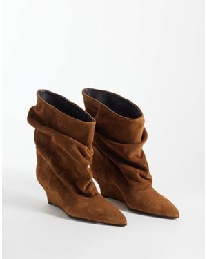 ASOS Riven premium-wildleder-keilabsatz-stiefel - Braun