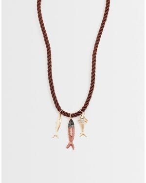 ONLY Fish Charms Cord Necklace - White