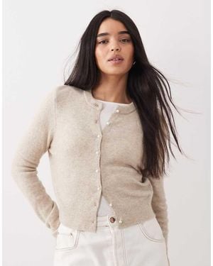 Abercrombie & Fitch Pearl Button Cardigan - Natural
