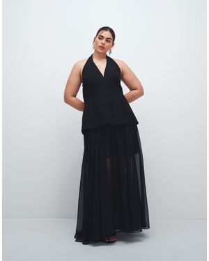 Forever New Martine - robe longue dos nu à godets - Noir