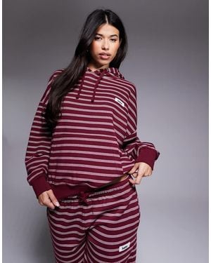 Kaiia Cotton Blend Logo Patch Detail Oversized Hoodie Co-ord - Red