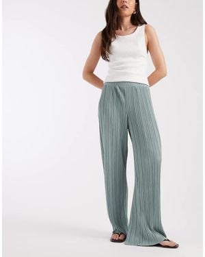 ONLY Plisse Wide Leg Trousers - Blue