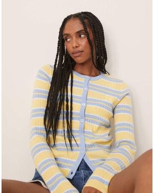 Threadbare Wool Blend Pointelle Knit Cardigan - Natural