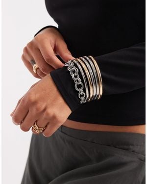 ASOS Pack Of Thin Bangles And Chain - Black