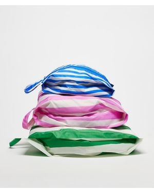 BAGGU 3 Pack Stripe Zip Pouch Set - Green