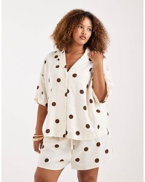ASOS Asos Design Curve Revere Collar Linen Look Shirt - Natural