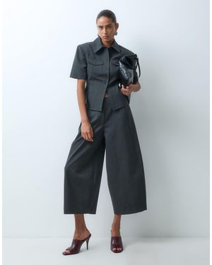 ASOS Cropped Barrel Tailored Trouser - Blue