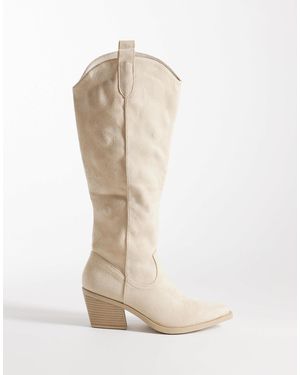 SEQWL Western Knee Boots - White