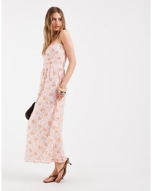 Pieces Smocked Lace Cami Maxi Dress - Pink