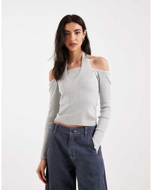 Mango Teen Cut Out Long Sleeve Top - Blue