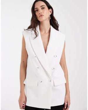 ASOS Tailored Sleeveless Double Breasted Power Shoulder Blazer - White