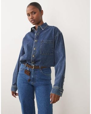 GOOD AMERICAN Oversized Button Through Denim Shirt - Blue