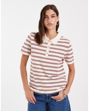 GANT Polo Met Lange Mouwen En Strepen - Wit