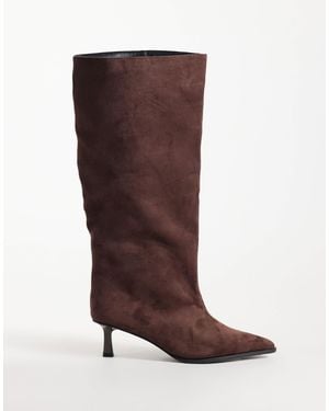 Public Desire Lola Kitten Heel Knee Boots - Brown