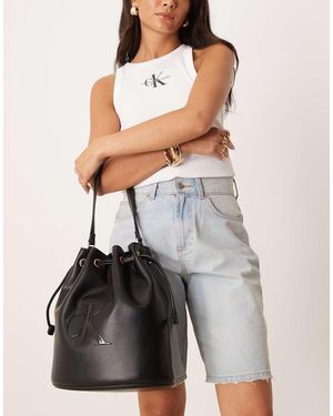 Calvin Klein Embossed Ck Bucket Bag - Grey