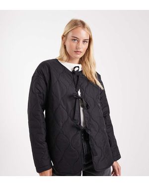Vero Moda Tie Front Quilted Jacket - Blue