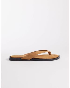 ASOS Fenna Premium Real Suede Flip Flops - White