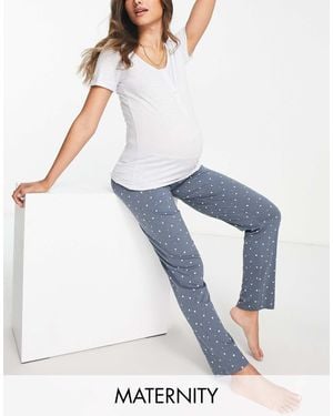 Mama.licious Mamalicious Maternity Star Print Pajama Set With Nursing Function - Blue