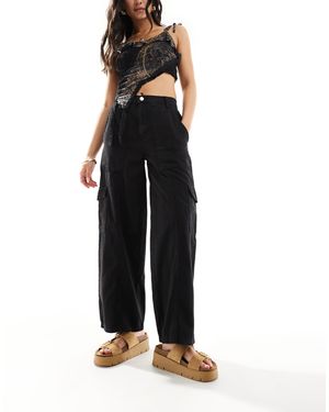 New Look – cargohose aus denim-popeline - Schwarz