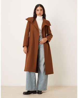 Mango Wool Mix Tailored Coat With Oversized Collar - Brown