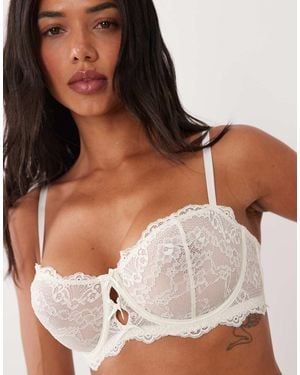 ASOS Fuller Bust Kaia Lace Balcony Underwired Bra With Keyhole Details And Bows - Brown