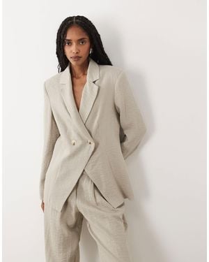 Aware Blazer d'ensemble asymétrique aspect lin à un bouton - neutre