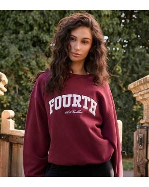 4th & Reckless Oversized Embroide Logo Sweatshirt - Red