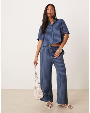 JDY Petite Wide Leg Pants Co-ord - Blue
