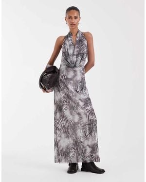 BRONZE SNAKE Josie Cowl Neck Backless Maxi Dress - White