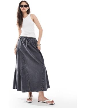 ASOS Embroidered Volume Midi Skirt - Blue