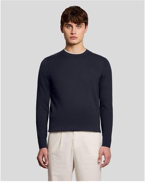 Lyle & Scott Tonal Superfine Crew Neck Jumper - Blue