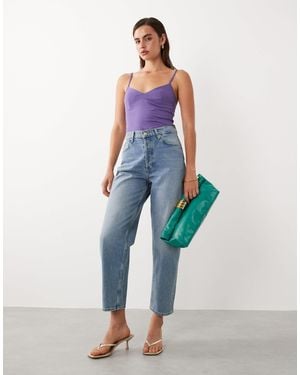 Mango Starring Hailey Bieber 100% Cotton Barrel Jeans - Blue