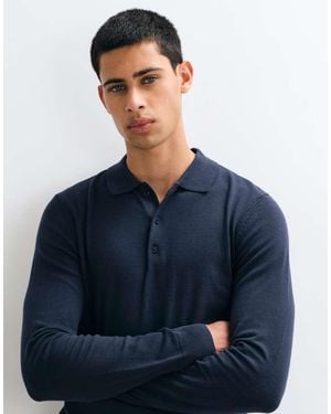 Blend Gebreid Poloshirt - Blauw