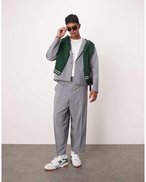 ASOS Pantaloni Da Abito Eleganti Comodi Grigi Con Gamba A Cilindro - Grigio