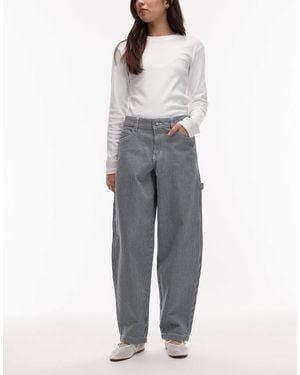 Dickies Hickory Striped Loose Straight Carpenter Trousers - Grey