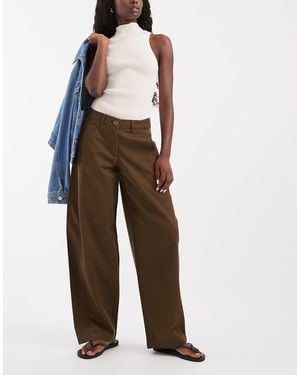 JJXX Pantalones Barrel De Talle Alto En Verde Oliva Oscuro