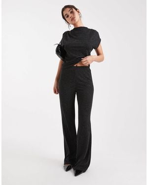 Vero Moda Glitter Wide Leg Trouser Top Co-ord - Black
