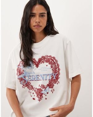 ASOS Oversized T-shirt With Serenity Lace Graphic - White