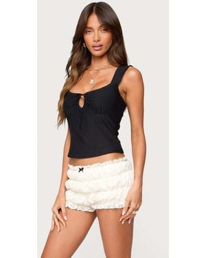 Edikted Leya Textured Keyhole Top - Blue